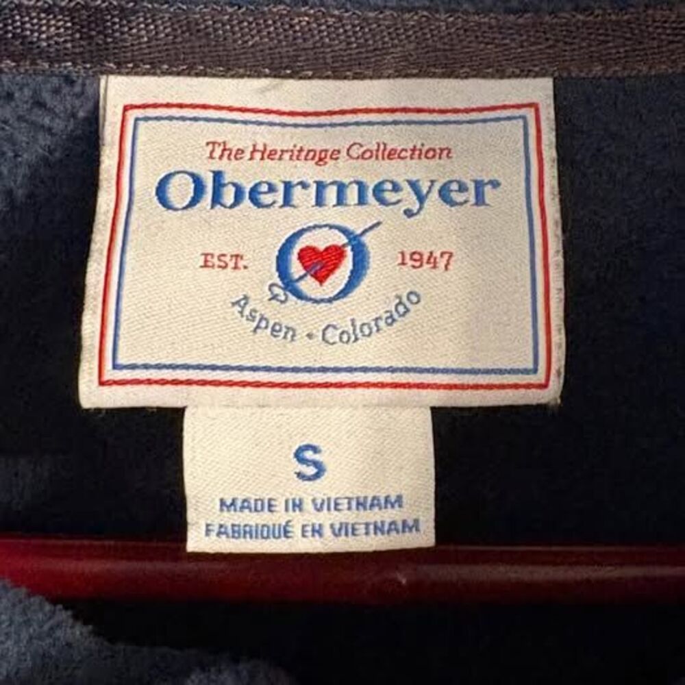 Obermeyer Men’s Fleece Quarter Snap Elbow Patches Orange Blue Men's S - Picture 4 of 10